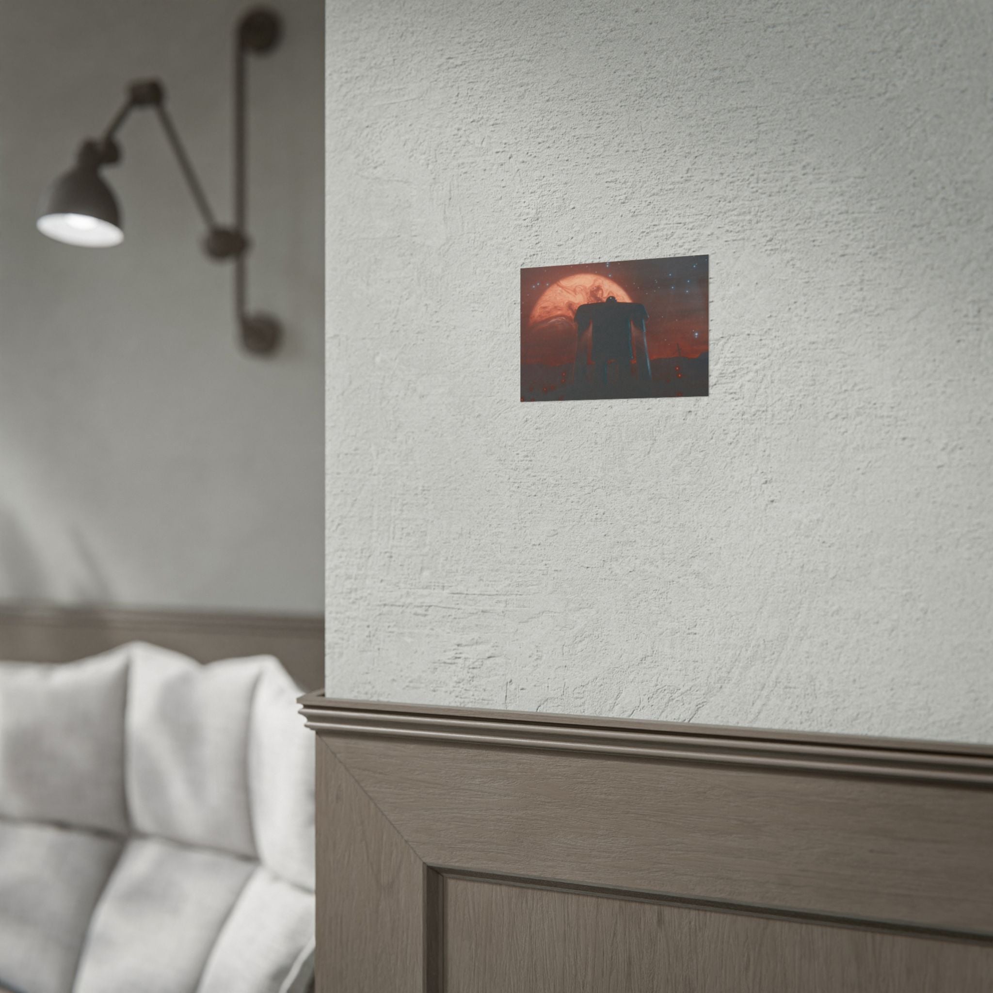 Sci‑Fi Robot Poster — Retro Dystopian Moonscape Rolled Art Print