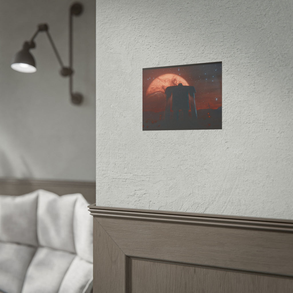 Sci‑Fi Robot Poster — Retro Dystopian Moonscape Rolled Art Print