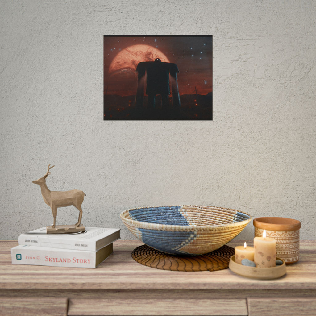 Sci‑Fi Robot Poster — Retro Dystopian Moonscape Rolled Art Print