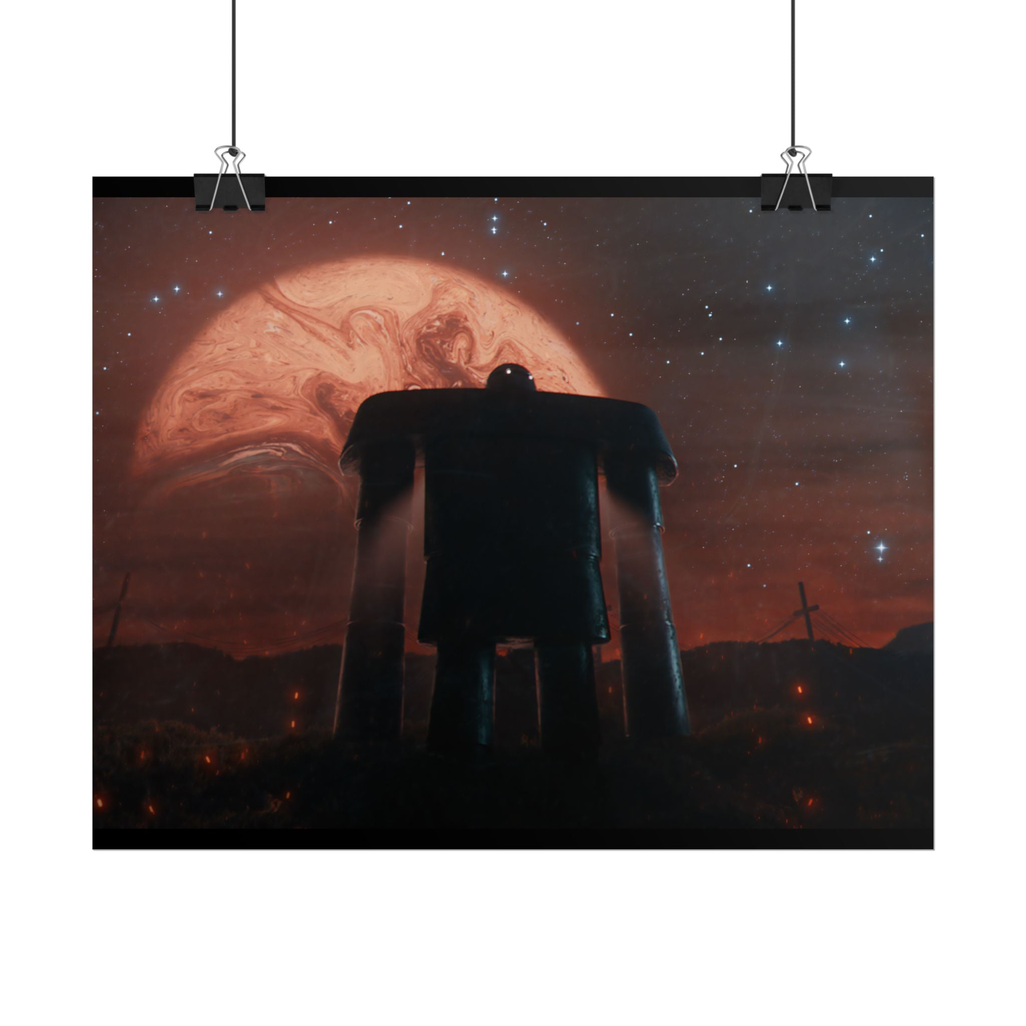 Sci‑Fi Robot Poster — Retro Dystopian Moonscape Rolled Art Print
