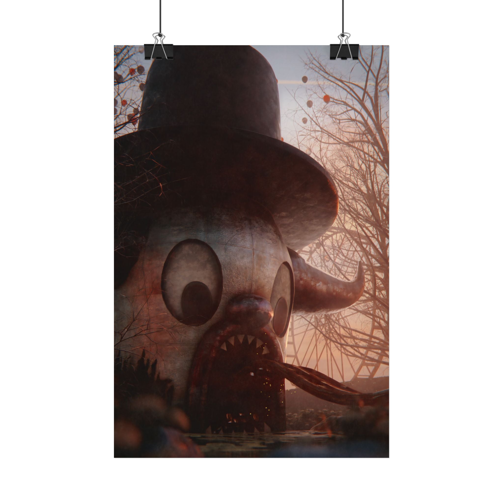Satin Poster — Creepy Vintage Rollercoaster Monster Art Print